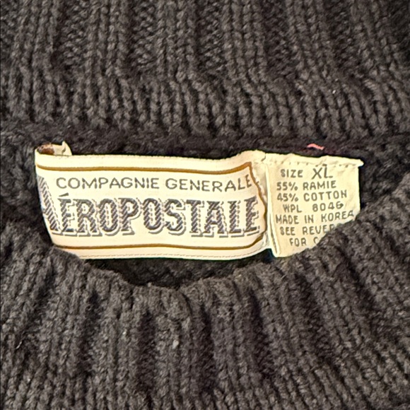 VTG 90s Aeropostale Chunky Crewneck Sweater Blue Snowflake Cotton/Ramie Korea XL - Picture 2 of 14